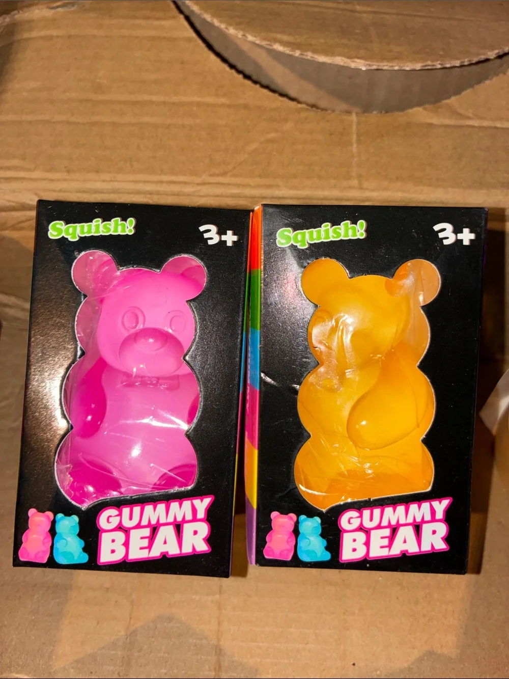 2 Gummy Bear Kids squishy Toys- Pink and Orange